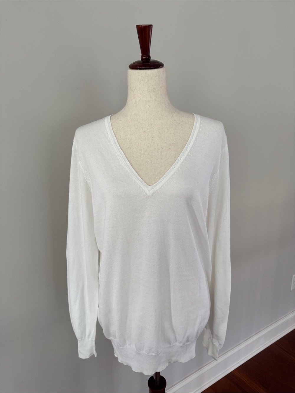 J. Crew Classic White V-Neck Women's Sweater